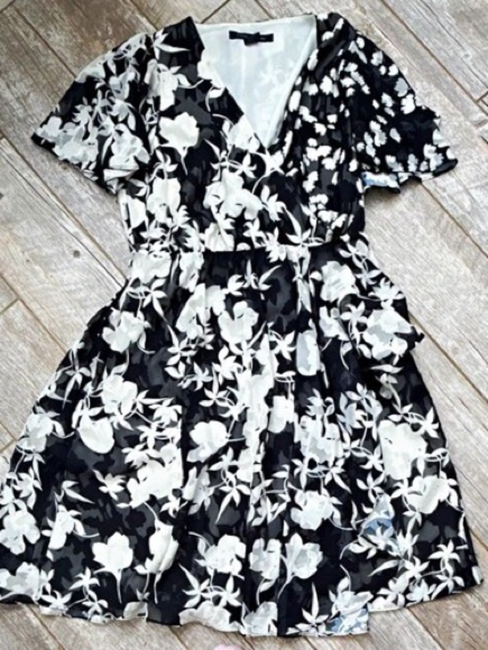 French Connection Black and White Floral Mini Dress